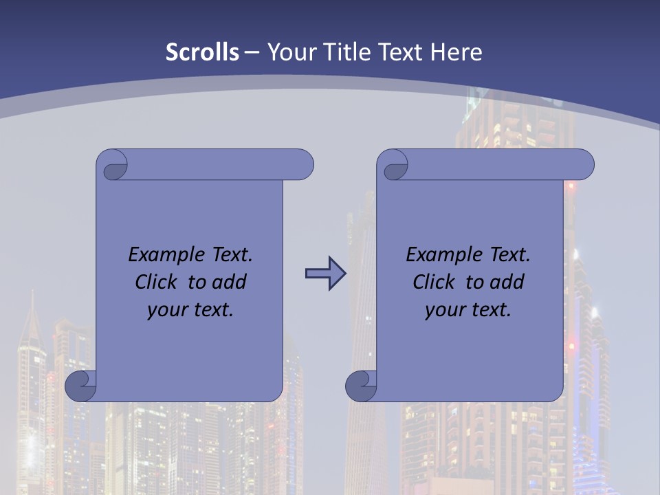 A City Skyline With Skyscrapers And Water At Night PowerPoint Template