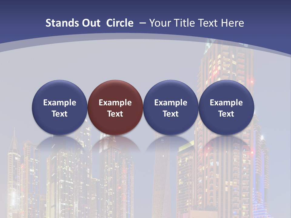 A City Skyline With Skyscrapers And Water At Night PowerPoint Template