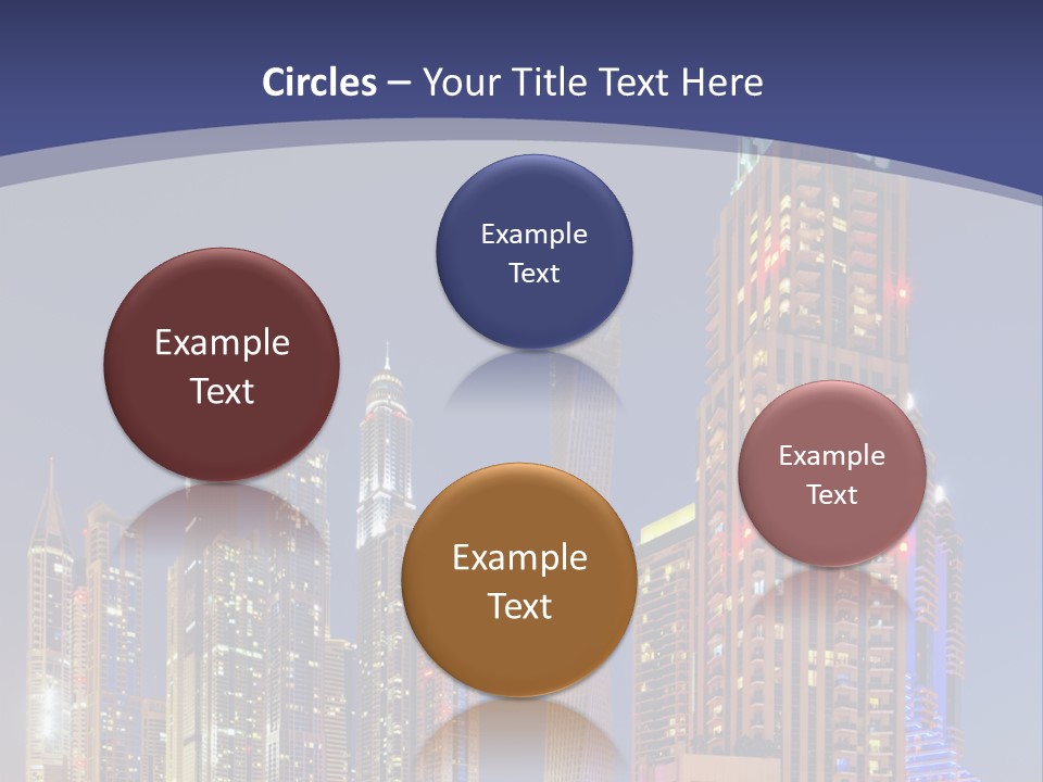 A City Skyline With Skyscrapers And Water At Night PowerPoint Template