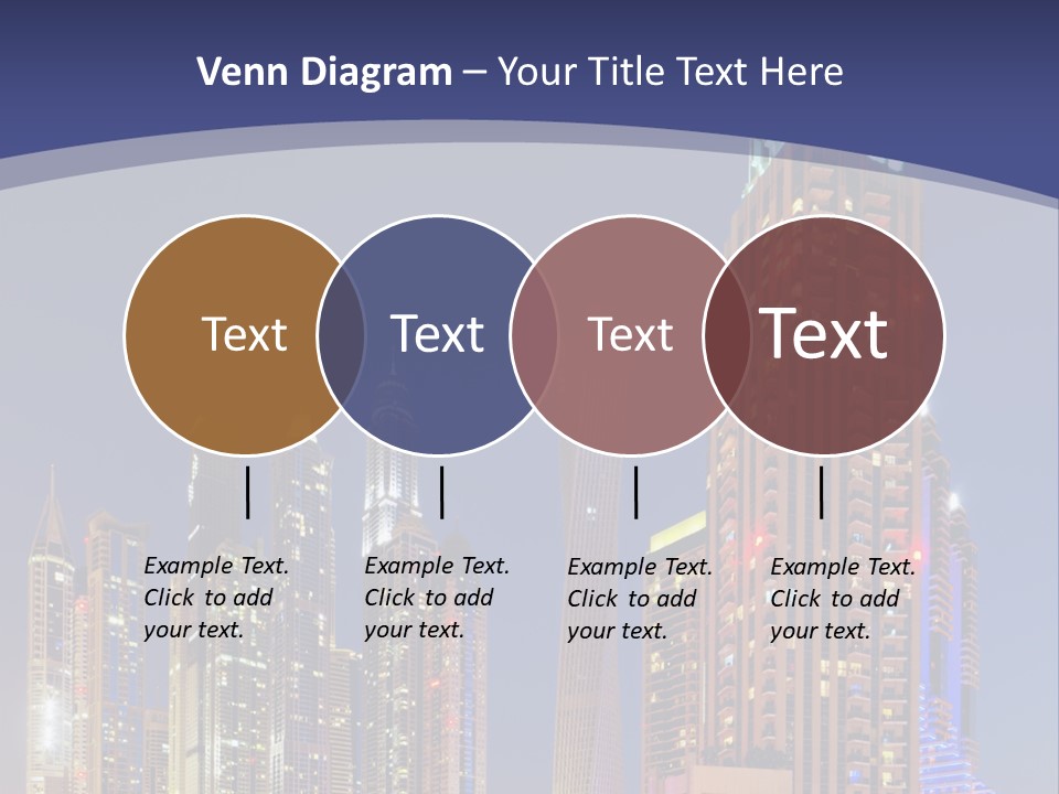 A City Skyline With Skyscrapers And Water At Night PowerPoint Template