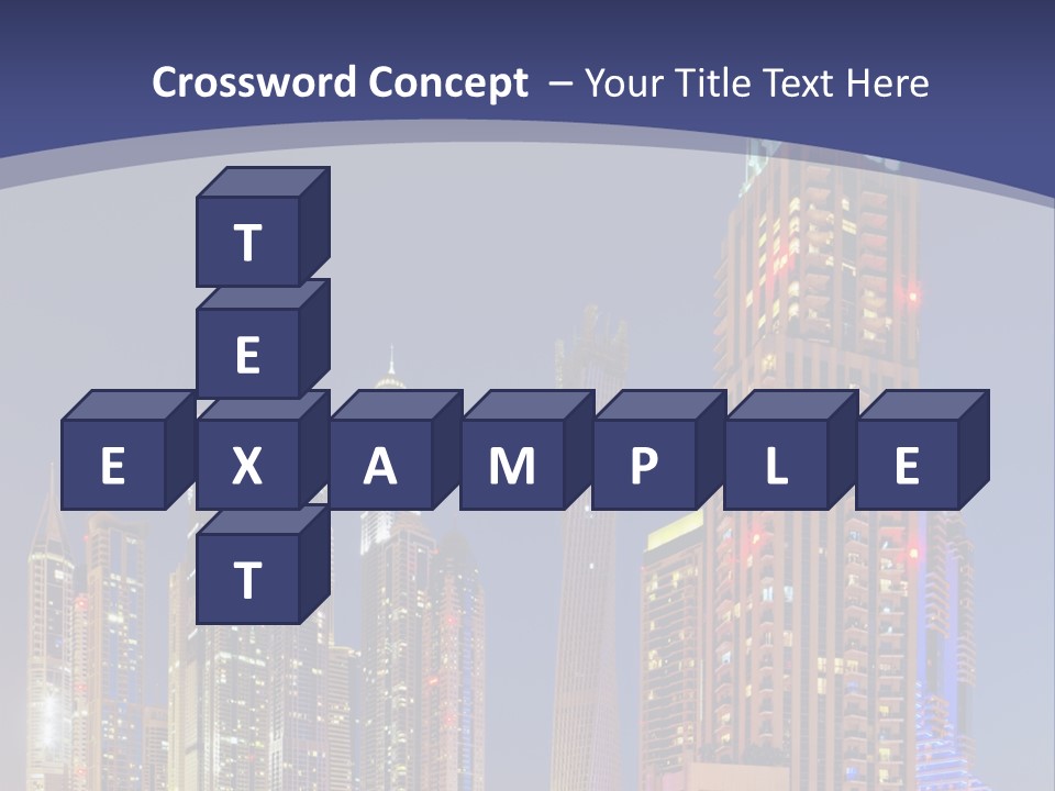 A City Skyline With Skyscrapers And Water At Night PowerPoint Template