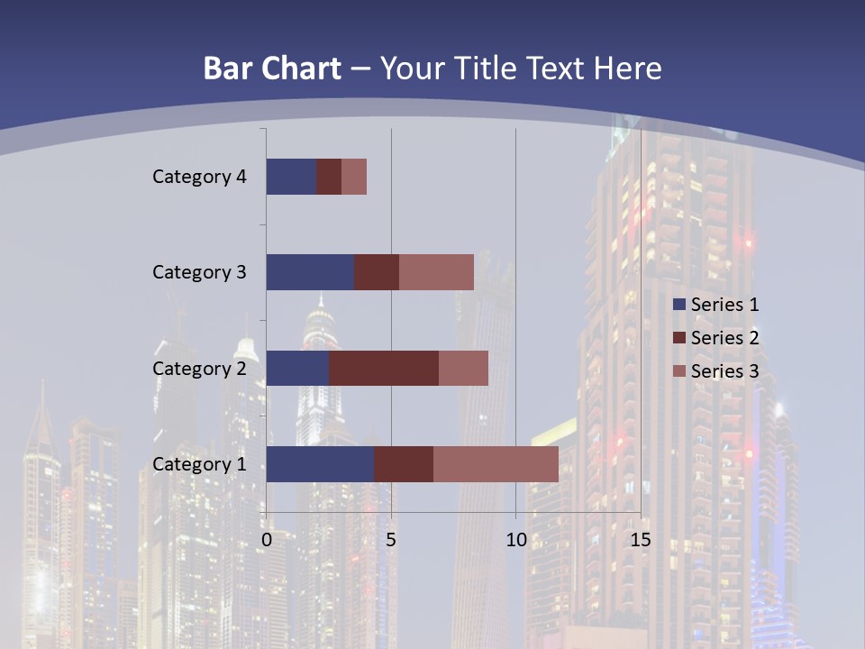 A City Skyline With Skyscrapers And Water At Night PowerPoint Template