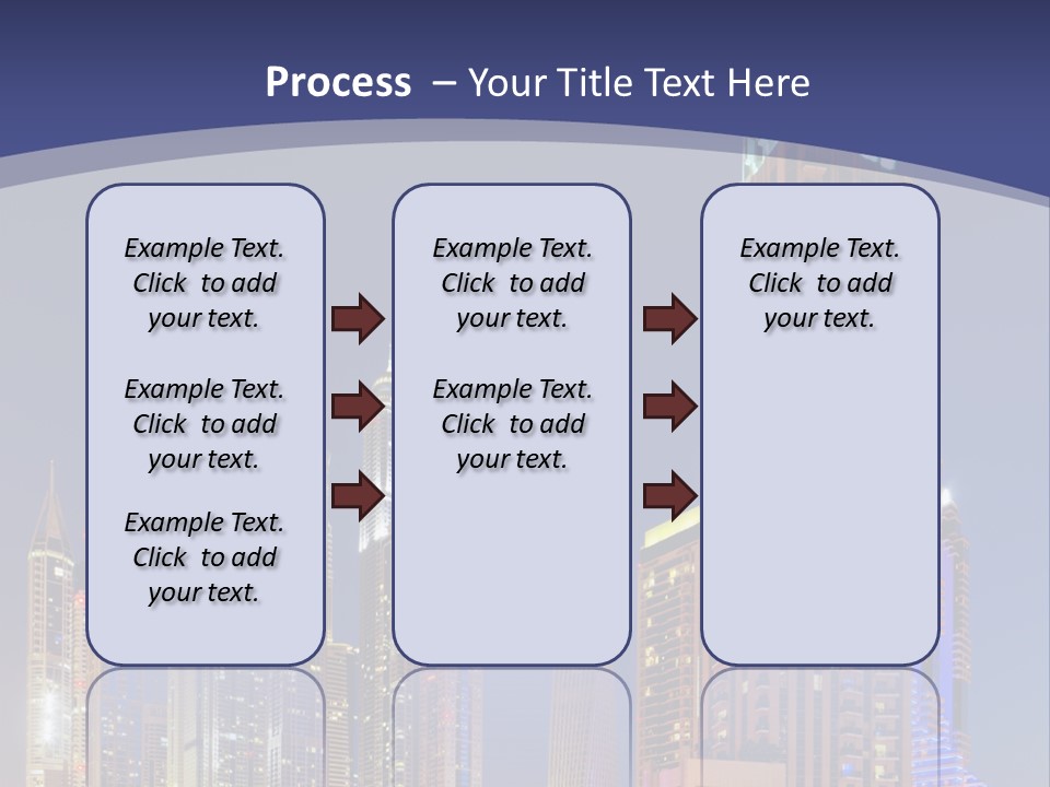 A City Skyline With Skyscrapers And Water At Night PowerPoint Template