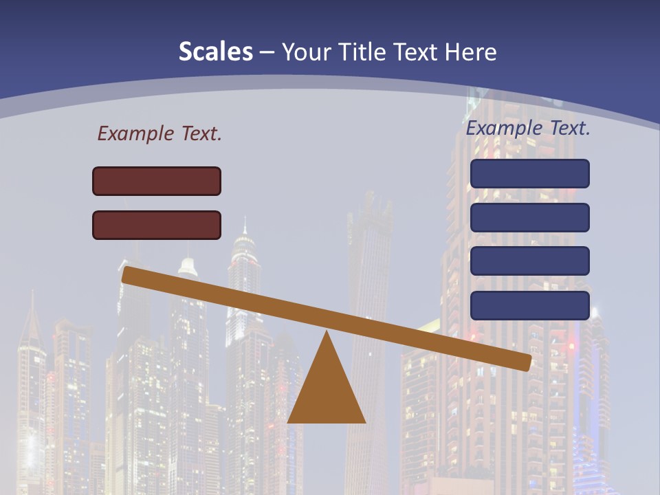 A City Skyline With Skyscrapers And Water At Night PowerPoint Template