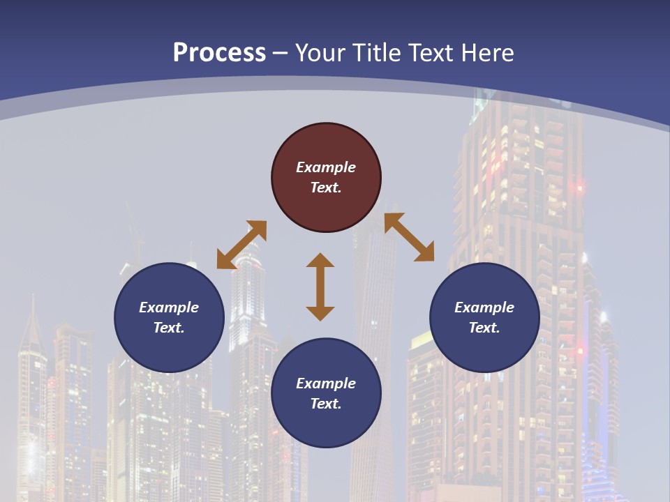 A City Skyline With Skyscrapers And Water At Night PowerPoint Template