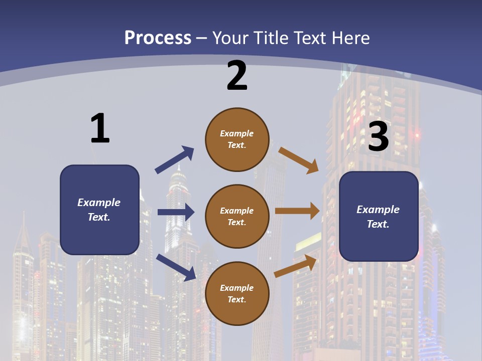 A City Skyline With Skyscrapers And Water At Night PowerPoint Template