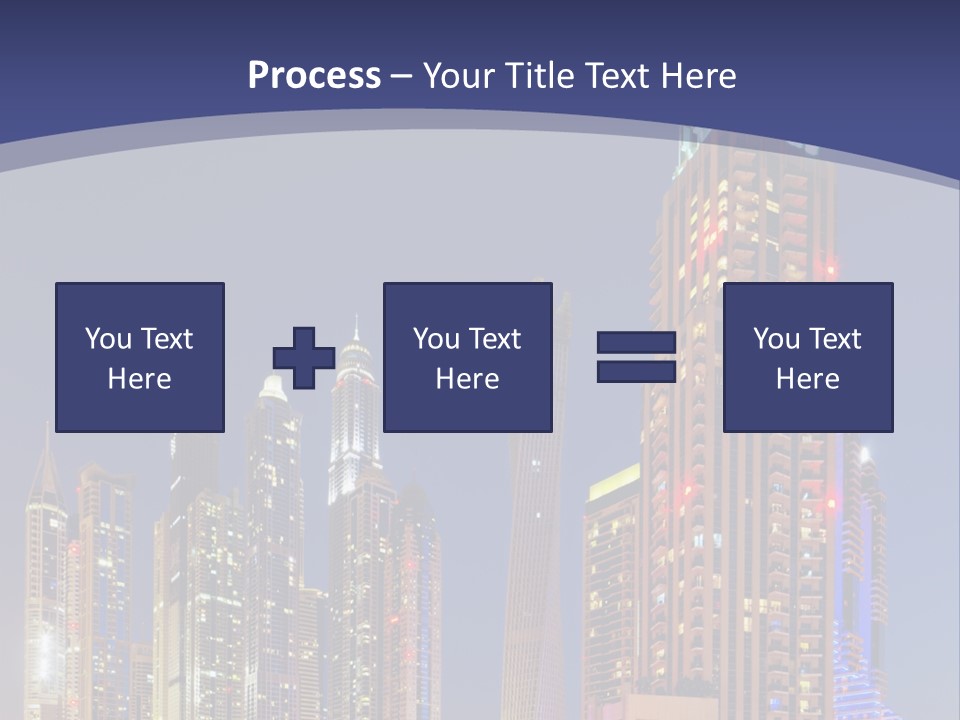 A City Skyline With Skyscrapers And Water At Night PowerPoint Template