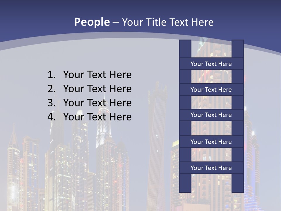 A City Skyline With Skyscrapers And Water At Night PowerPoint Template