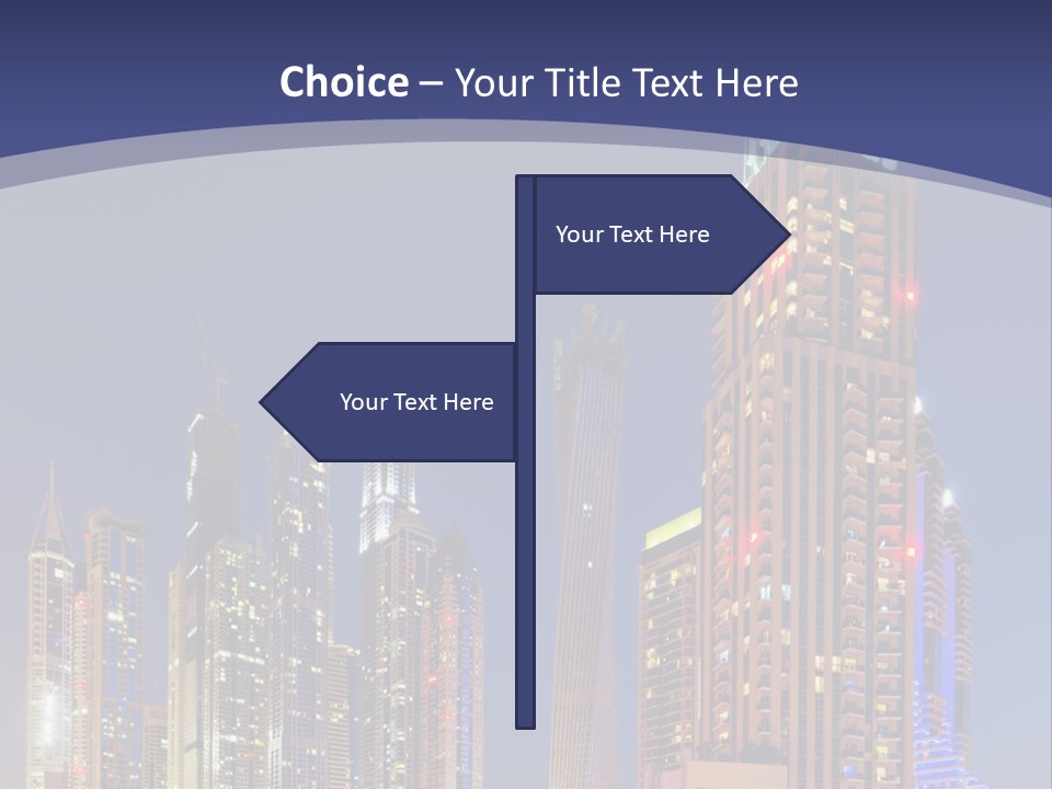 A City Skyline With Skyscrapers And Water At Night PowerPoint Template