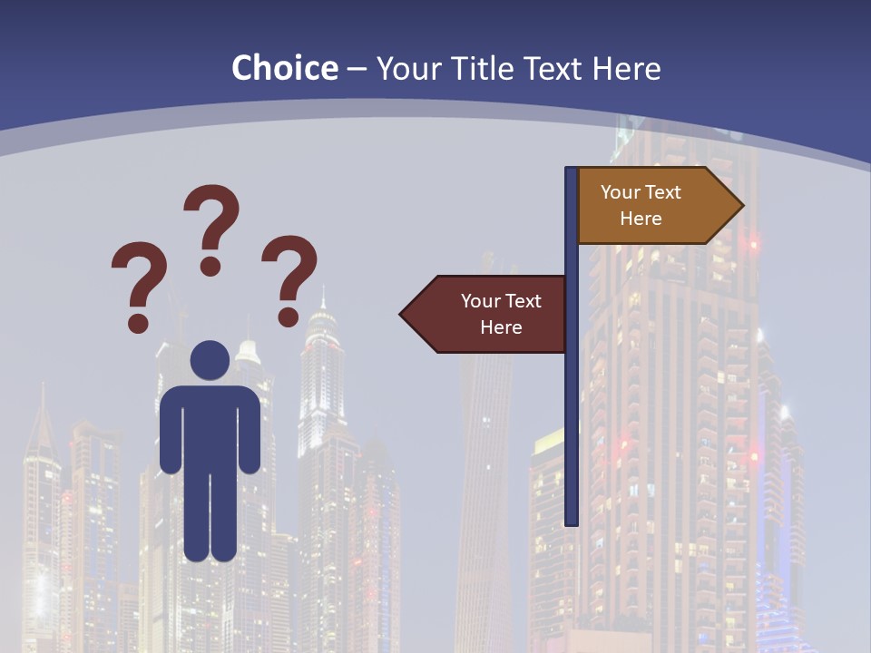 A City Skyline With Skyscrapers And Water At Night PowerPoint Template