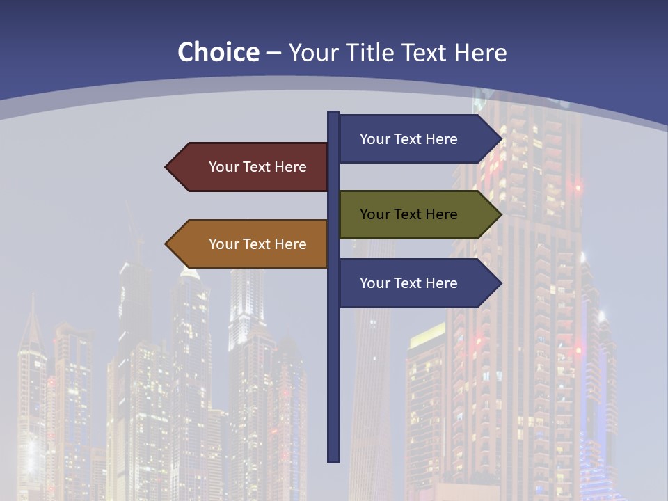 A City Skyline With Skyscrapers And Water At Night PowerPoint Template