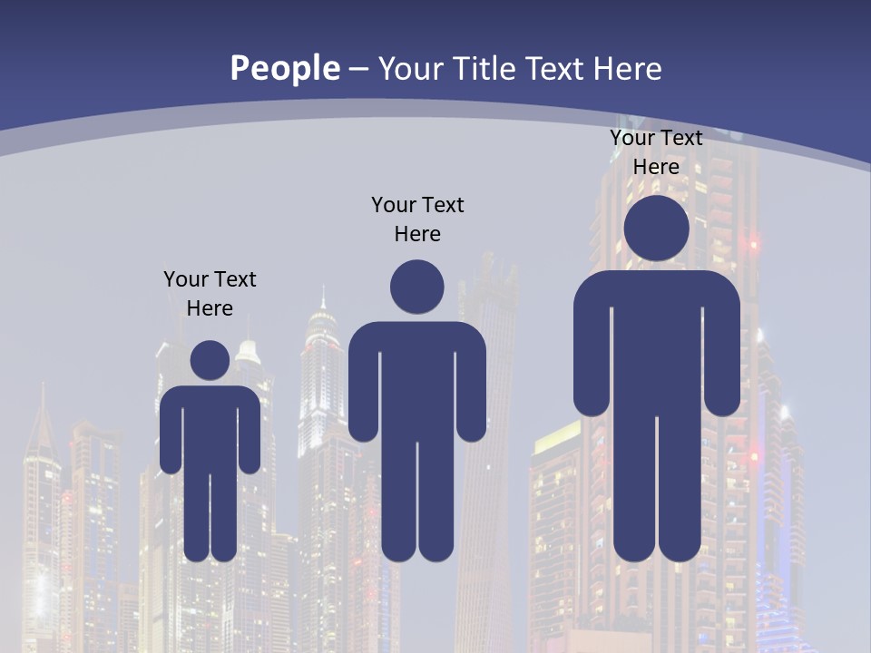 A City Skyline With Skyscrapers And Water At Night PowerPoint Template