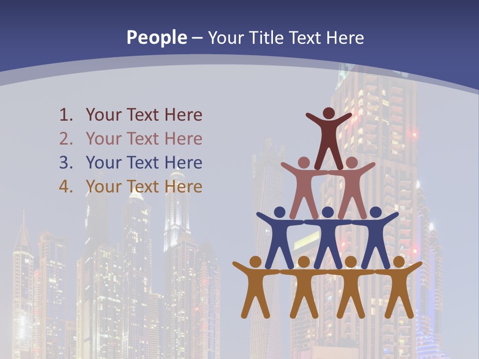 A City Skyline With Skyscrapers And Water At Night PowerPoint Template
