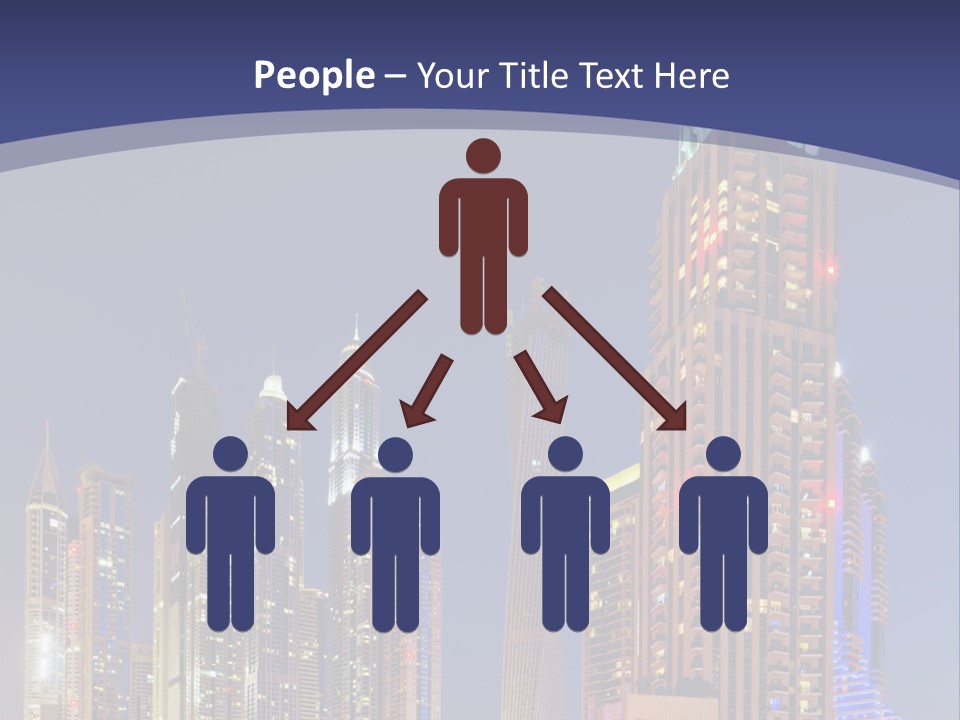 A City Skyline With Skyscrapers And Water At Night PowerPoint Template