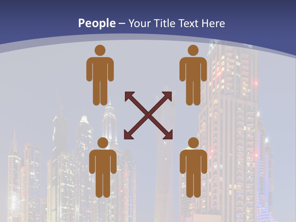 A City Skyline With Skyscrapers And Water At Night PowerPoint Template