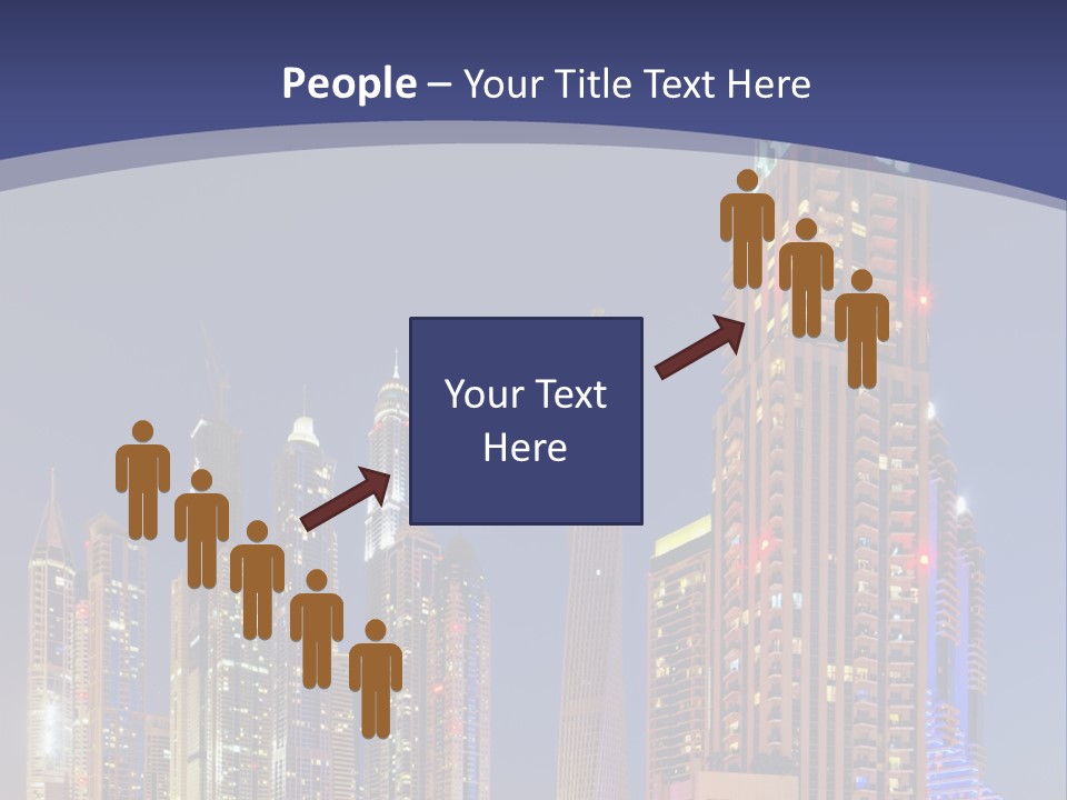 A City Skyline With Skyscrapers And Water At Night PowerPoint Template