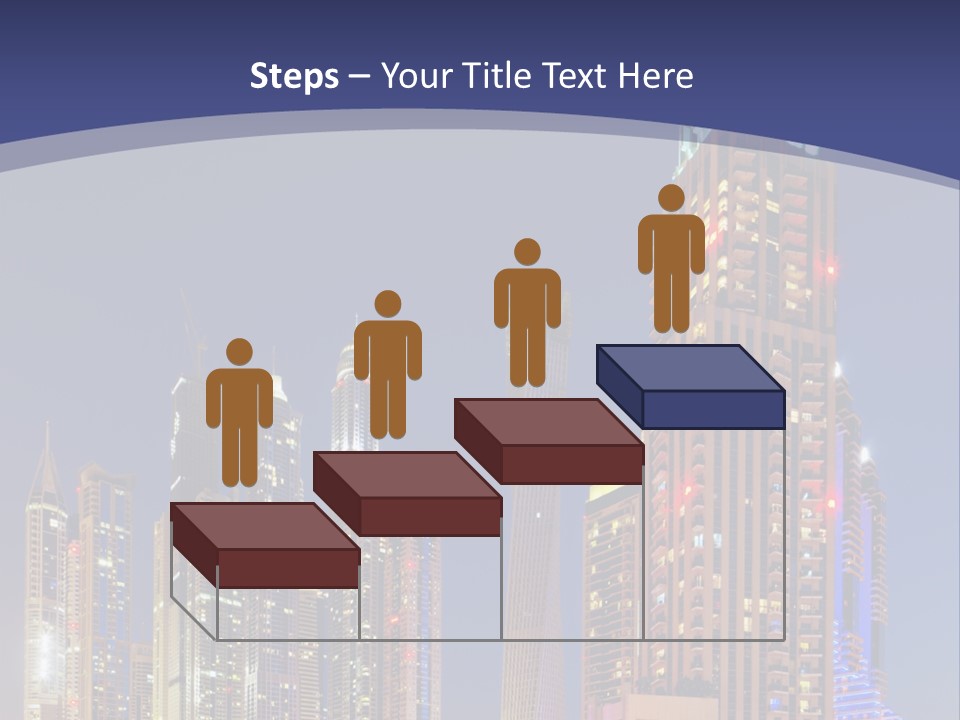 A City Skyline With Skyscrapers And Water At Night PowerPoint Template