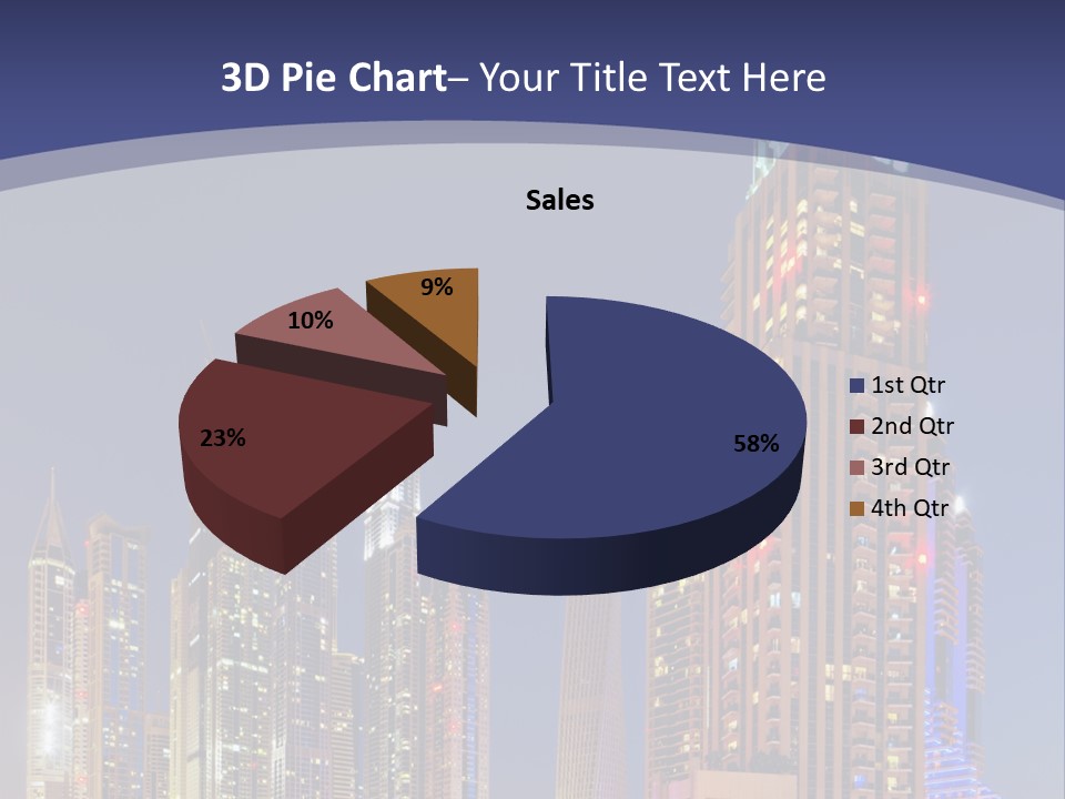 A City Skyline With Skyscrapers And Water At Night PowerPoint Template
