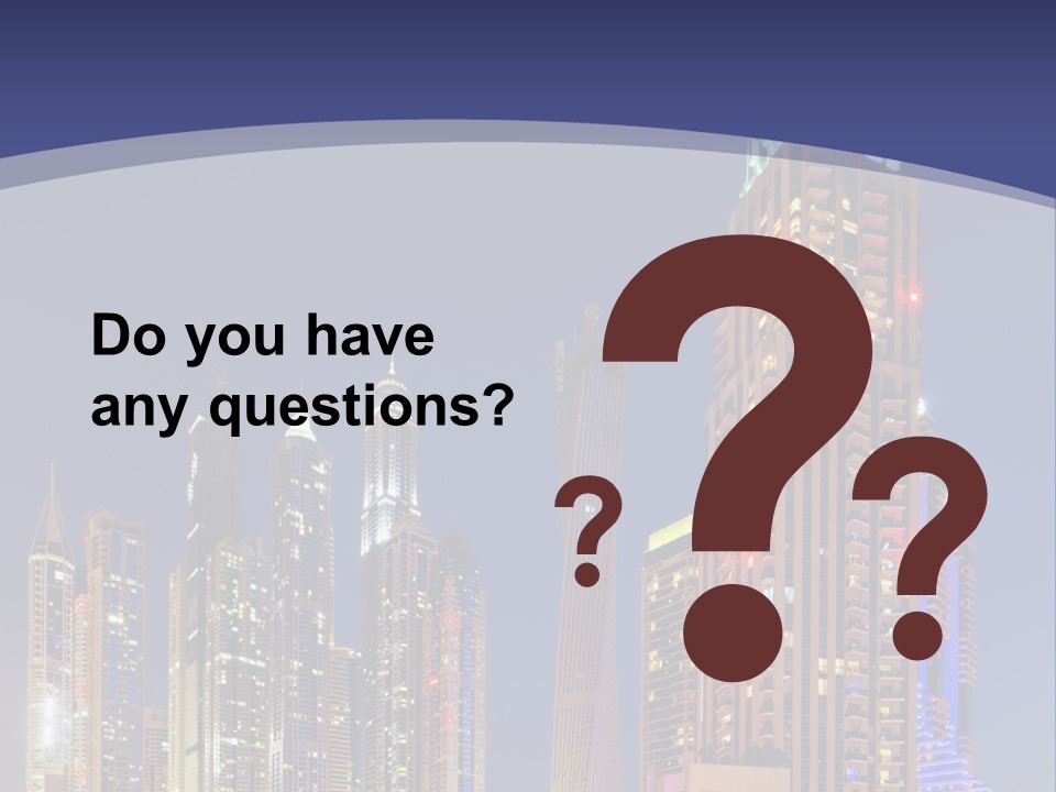 A City Skyline With Skyscrapers And Water At Night PowerPoint Template