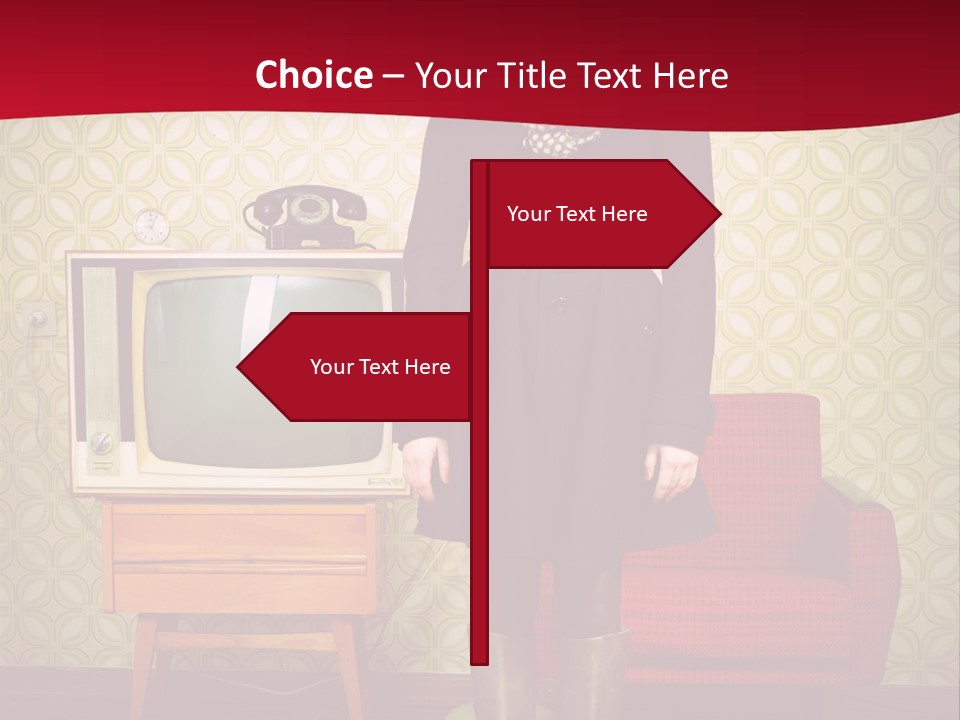 A Woman Standing In Front Of A Tv PowerPoint Template