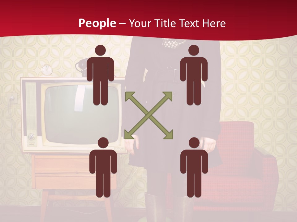 A Woman Standing In Front Of A Tv PowerPoint Template
