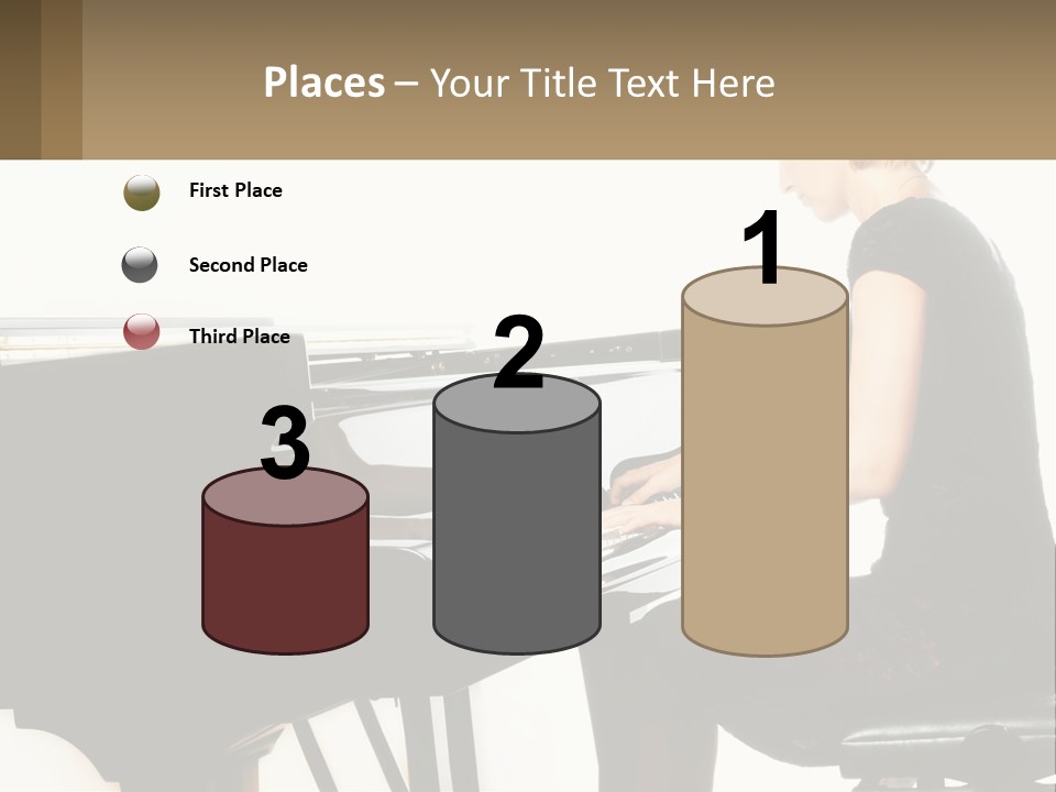 A Woman In A Black Dress Playing A Piano PowerPoint Template