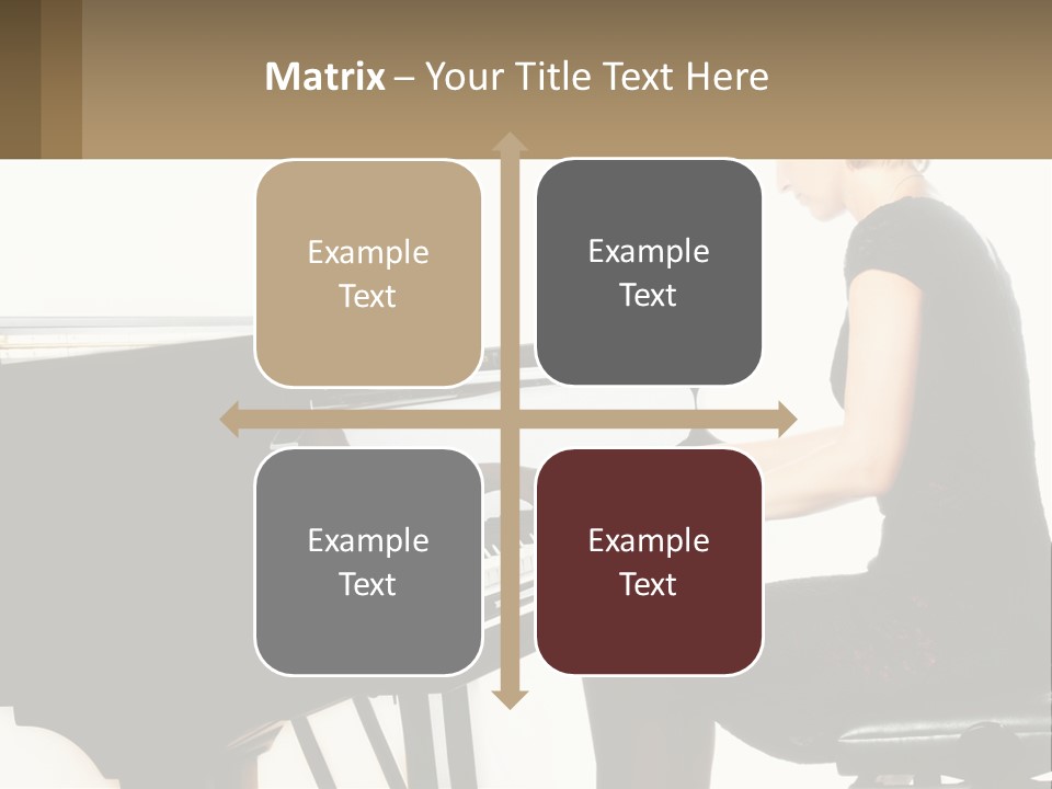 A Woman In A Black Dress Playing A Piano PowerPoint Template