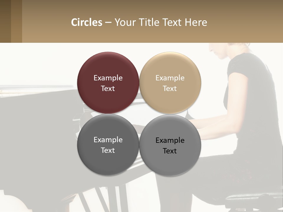 A Woman In A Black Dress Playing A Piano PowerPoint Template