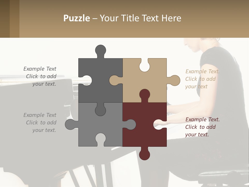 A Woman In A Black Dress Playing A Piano PowerPoint Template