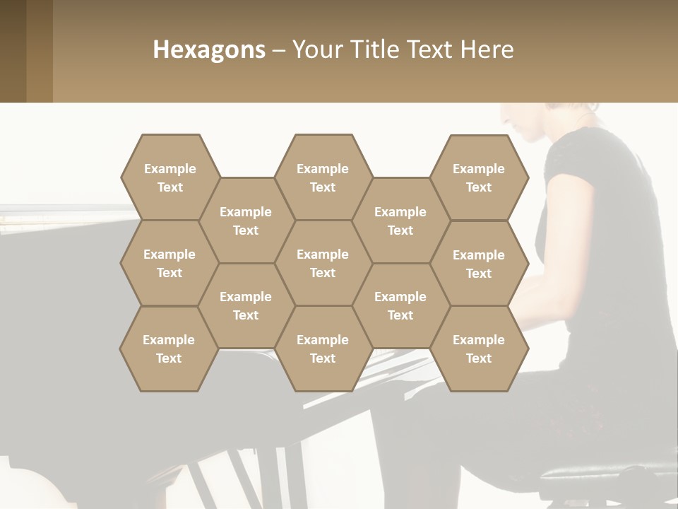 A Woman In A Black Dress Playing A Piano PowerPoint Template