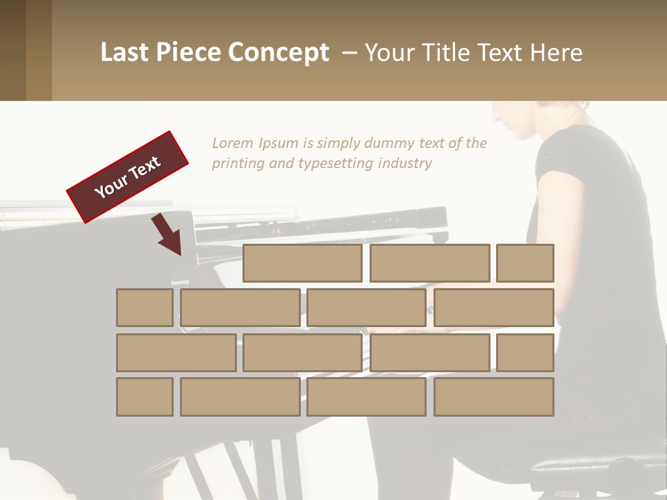 A Woman In A Black Dress Playing A Piano PowerPoint Template
