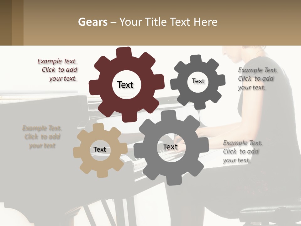 A Woman In A Black Dress Playing A Piano PowerPoint Template