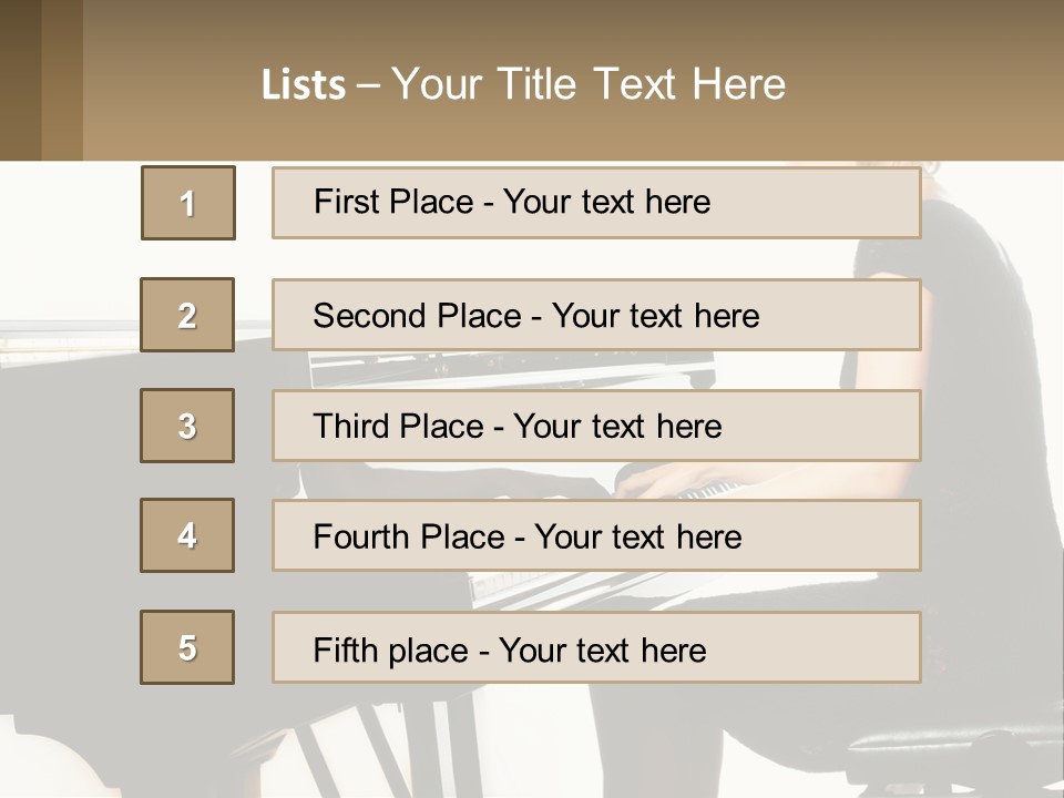 A Woman In A Black Dress Playing A Piano PowerPoint Template