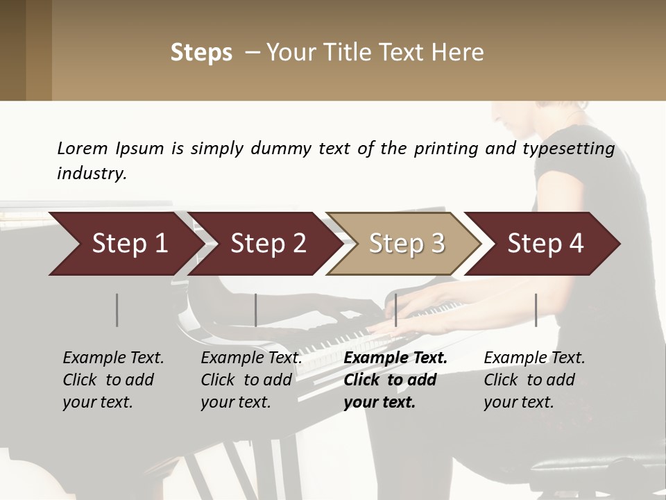 A Woman In A Black Dress Playing A Piano PowerPoint Template