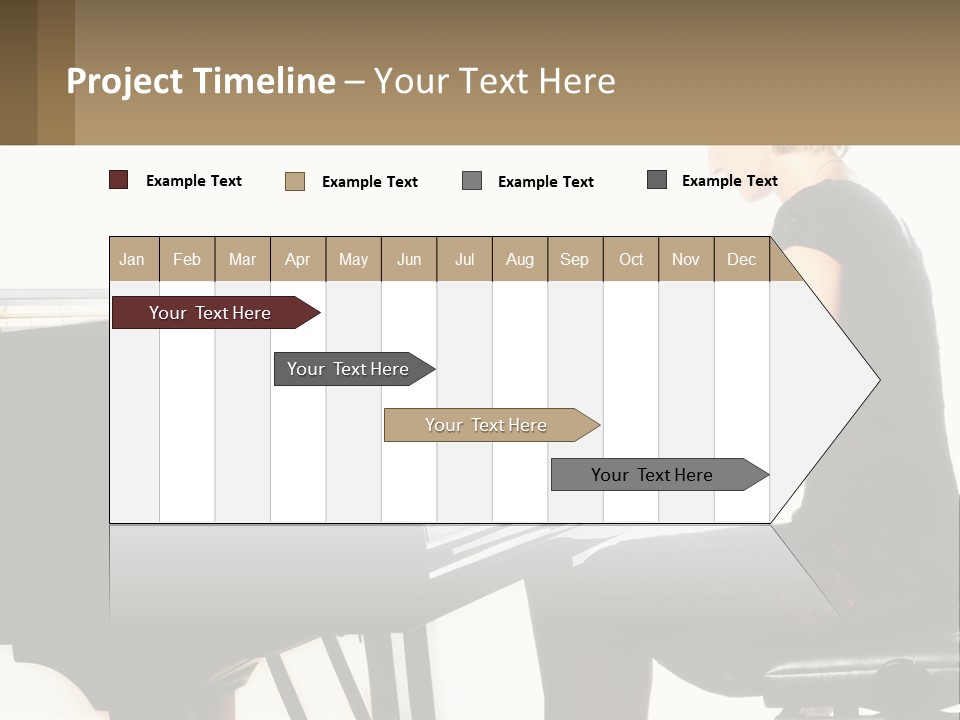 A Woman In A Black Dress Playing A Piano PowerPoint Template