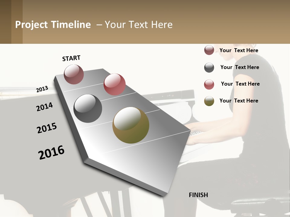 A Woman In A Black Dress Playing A Piano PowerPoint Template