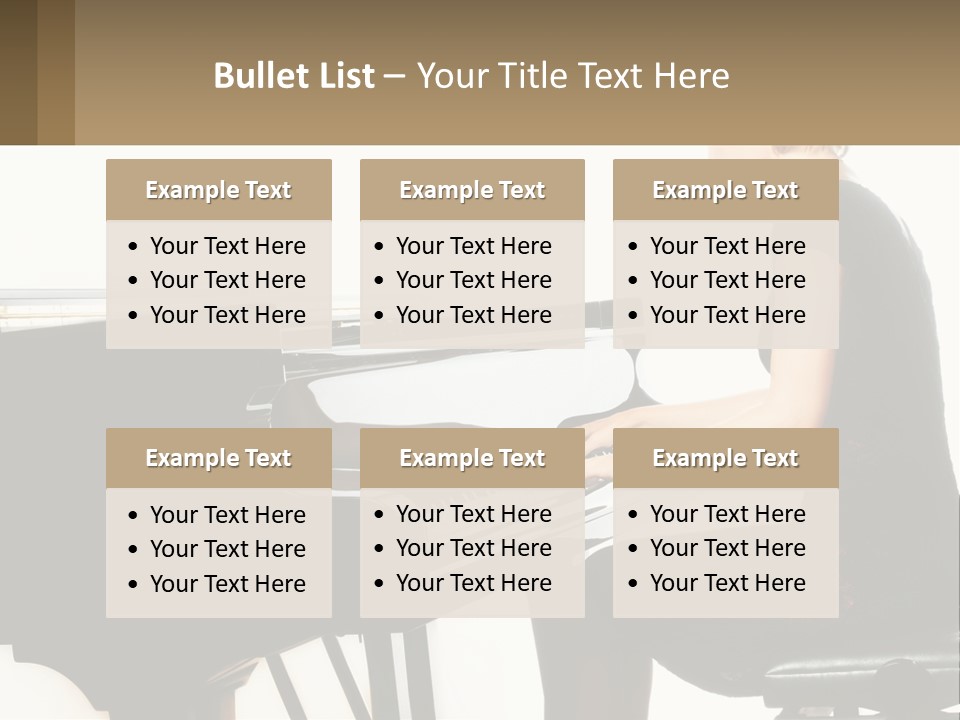 A Woman In A Black Dress Playing A Piano PowerPoint Template