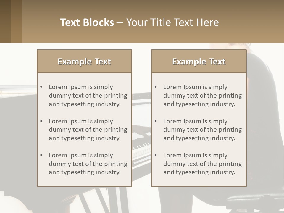 A Woman In A Black Dress Playing A Piano PowerPoint Template