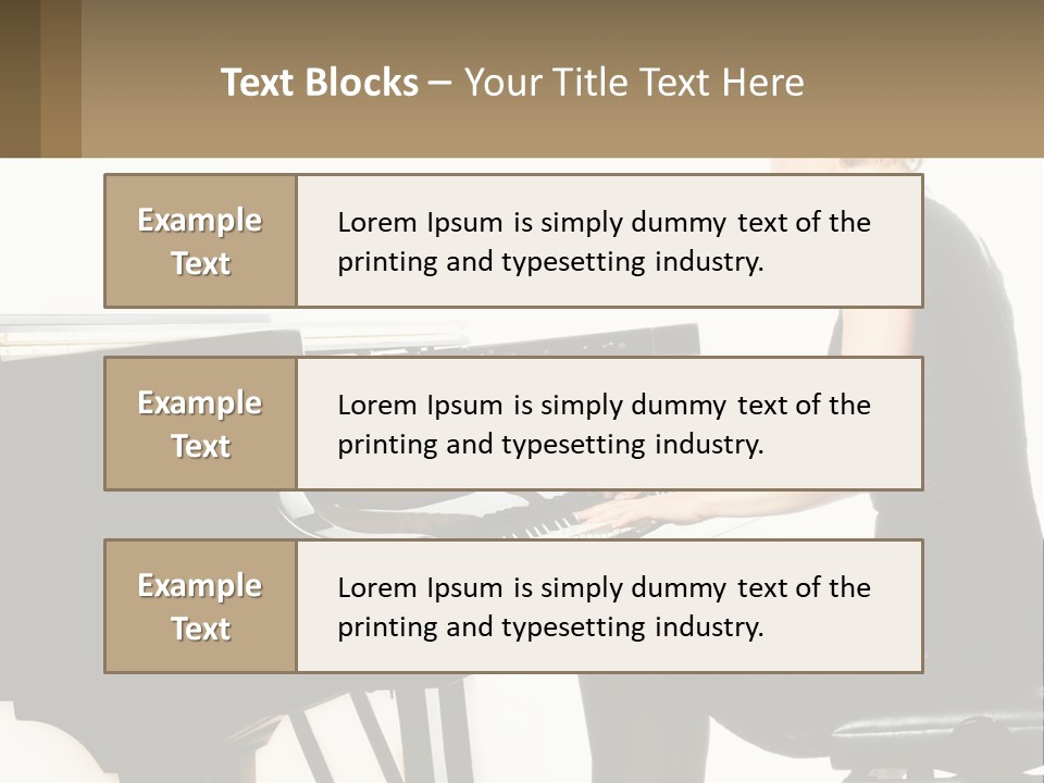 A Woman In A Black Dress Playing A Piano PowerPoint Template