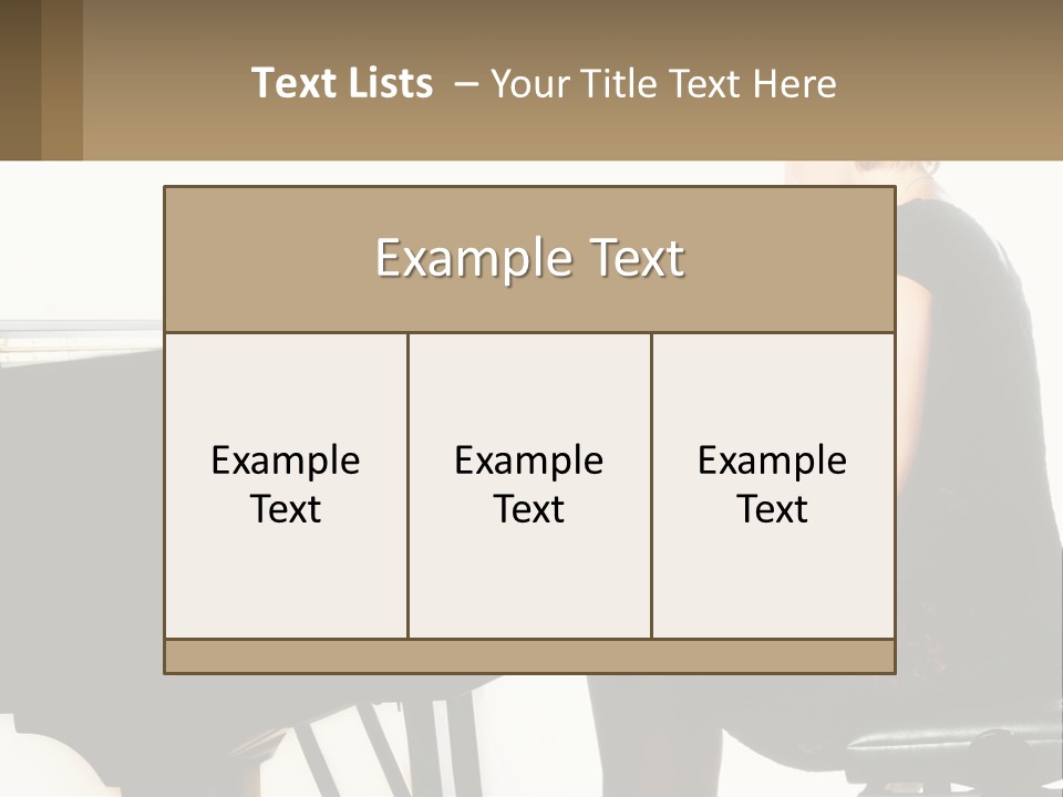 A Woman In A Black Dress Playing A Piano PowerPoint Template