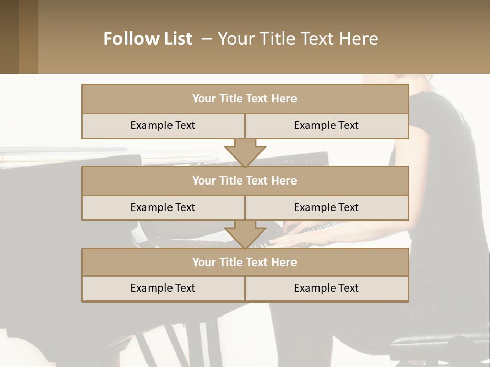 A Woman In A Black Dress Playing A Piano PowerPoint Template