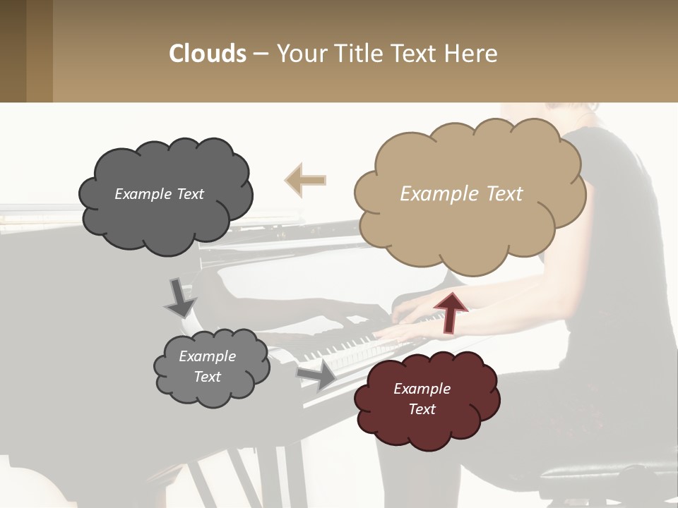 A Woman In A Black Dress Playing A Piano PowerPoint Template