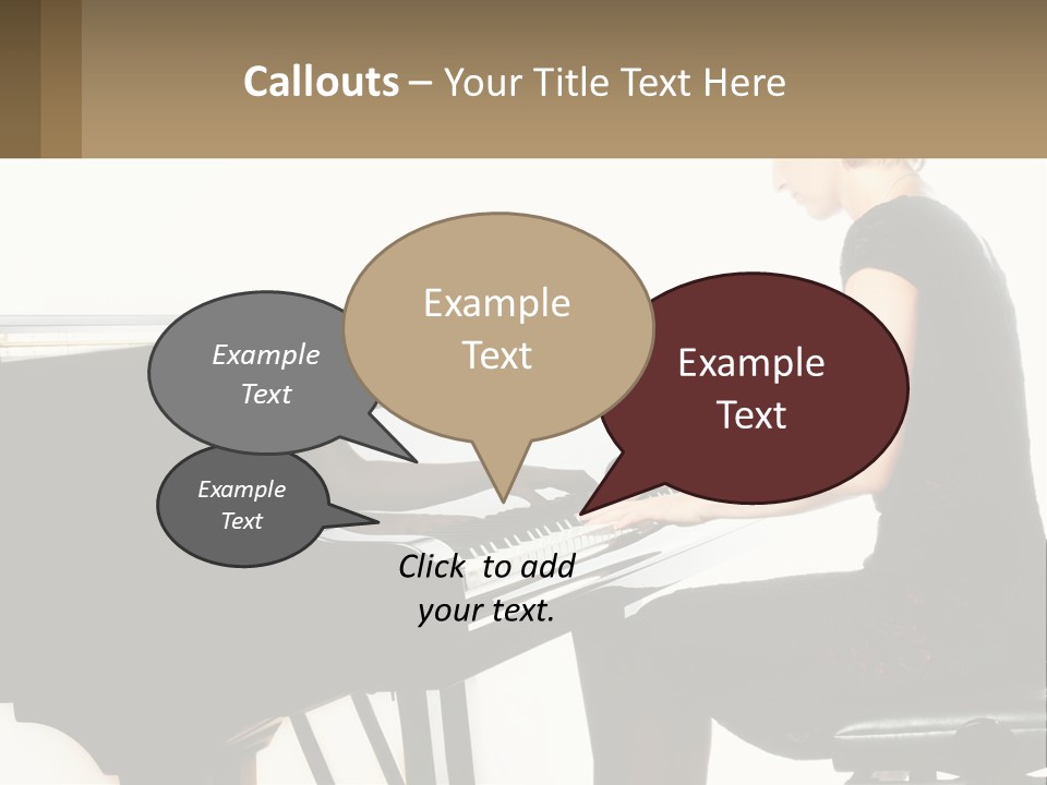 A Woman In A Black Dress Playing A Piano PowerPoint Template