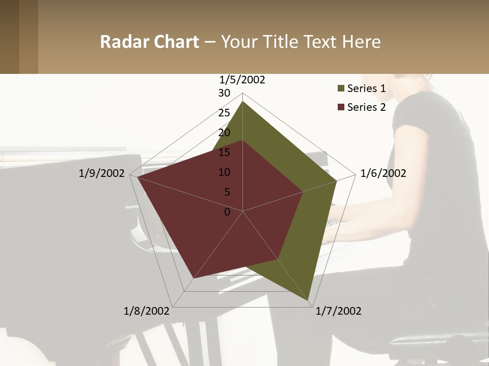 A Woman In A Black Dress Playing A Piano PowerPoint Template