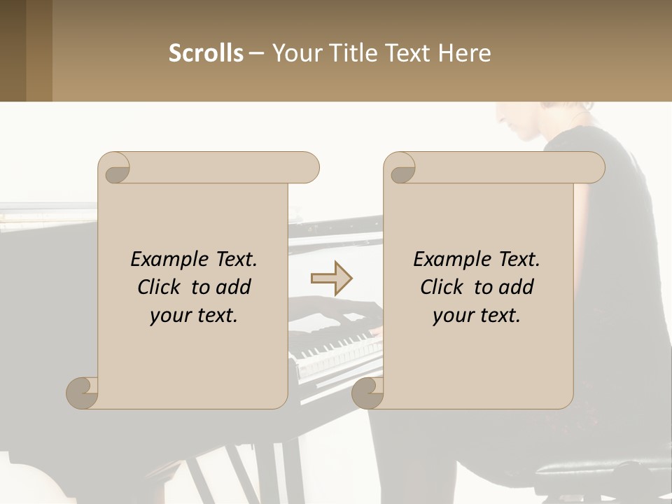 A Woman In A Black Dress Playing A Piano PowerPoint Template