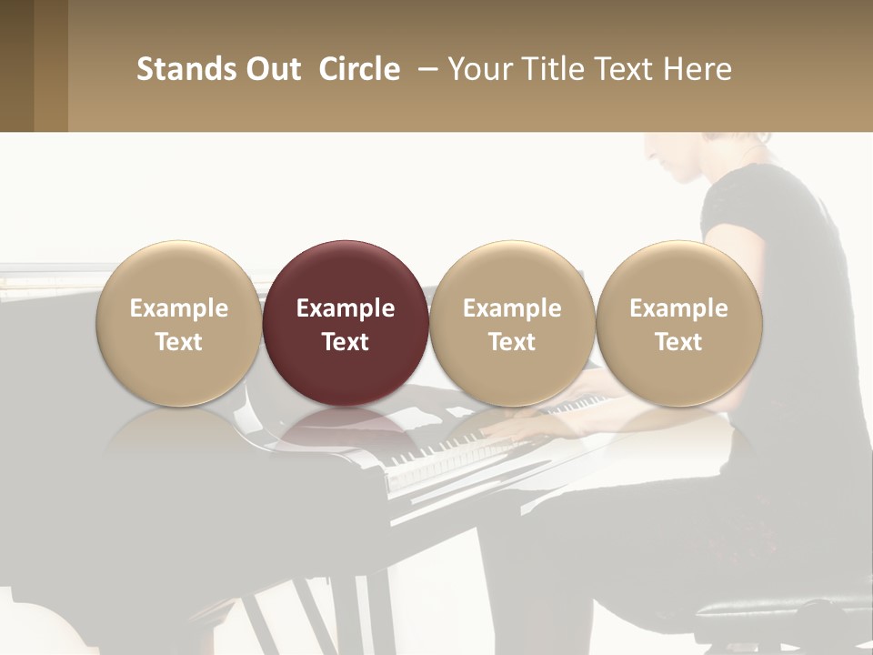 A Woman In A Black Dress Playing A Piano PowerPoint Template