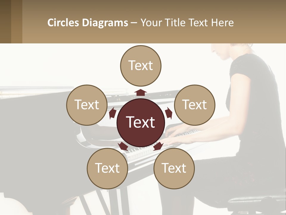 A Woman In A Black Dress Playing A Piano PowerPoint Template