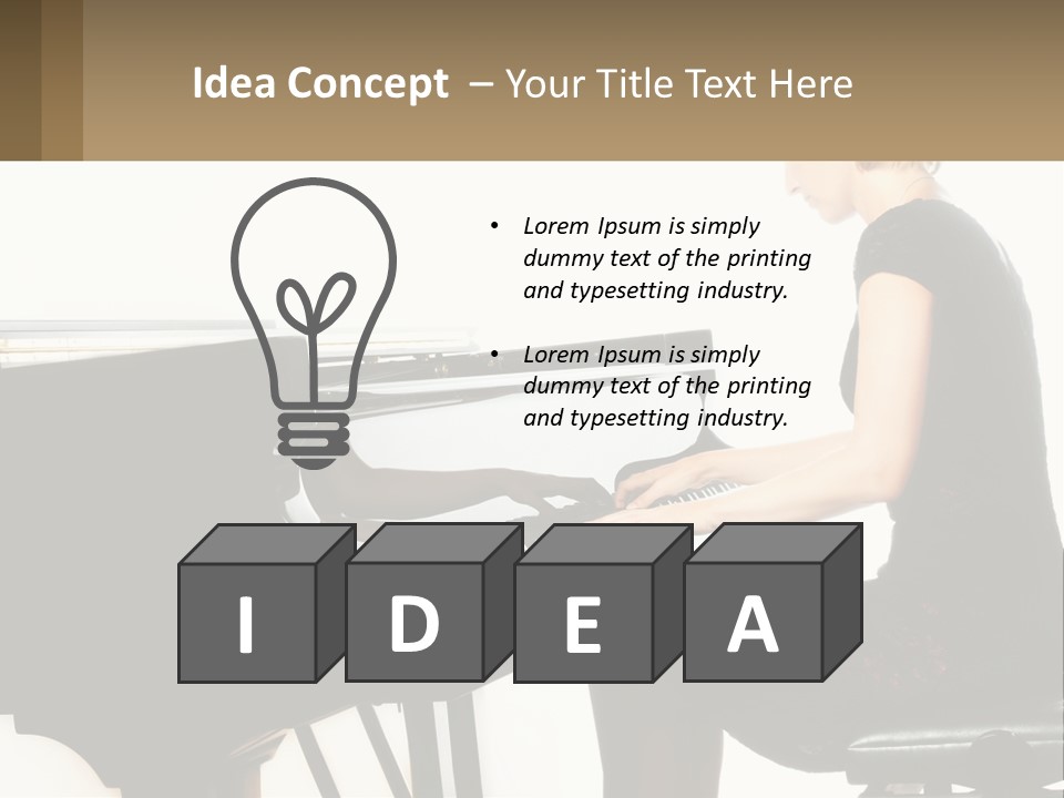 A Woman In A Black Dress Playing A Piano PowerPoint Template