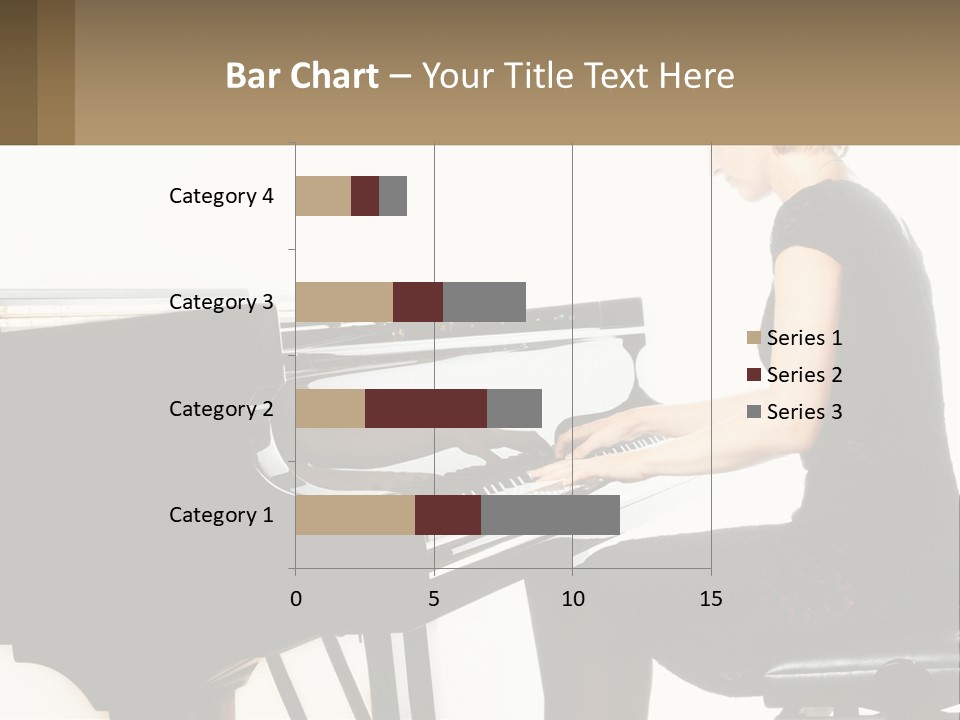 A Woman In A Black Dress Playing A Piano PowerPoint Template