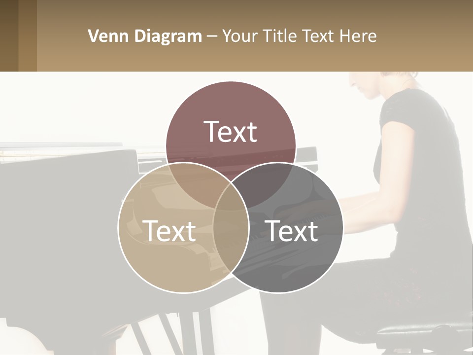 A Woman In A Black Dress Playing A Piano PowerPoint Template